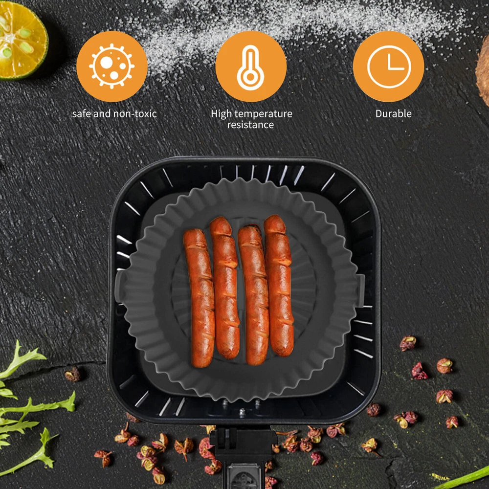 Air Fryer Pot Air Fryer Basket Linings Non-Stick Safe Silicone Oven Baking Tray Air Fryer Pot Air Fryer Basket Linings Non-Stick Safe Silicone Oven Baking Tray