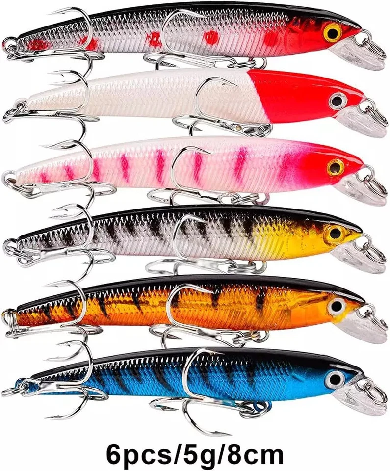 56-teiliges Set gemischte Angelköder Elritze Köder harte künstliche Köder Crankbait Kit USA - Bild 4 von 4