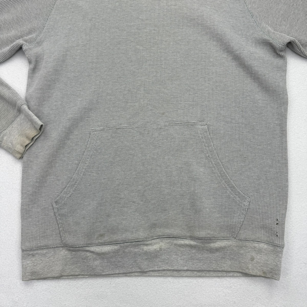 Stussy Thermal Waffle Knit Hoodie 90s Gray Large RARE Skate