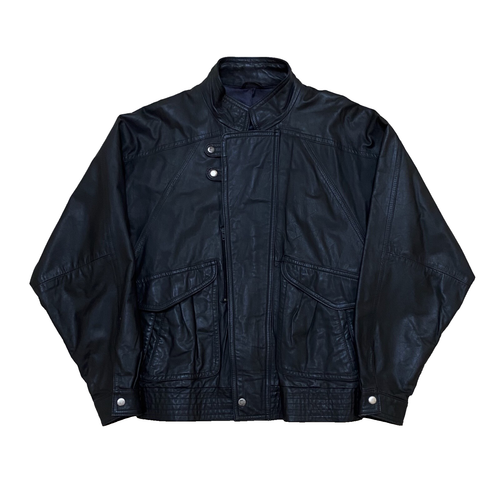 Vintage Leather Jacket Mens Size M Black Full Zip Fully Lined - 第 20/23 張圖片