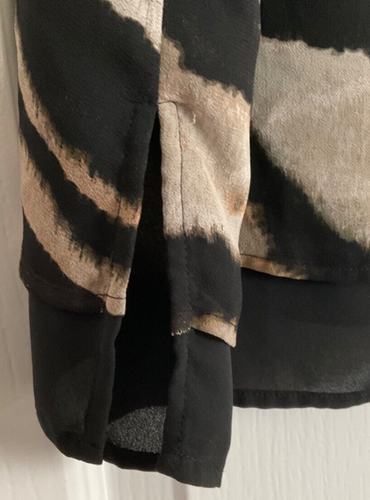 Mossimo Pullover Blouse Size XL Black Brown Multi Shades Faux Open Back Lined 51 - Picture 4 of 9