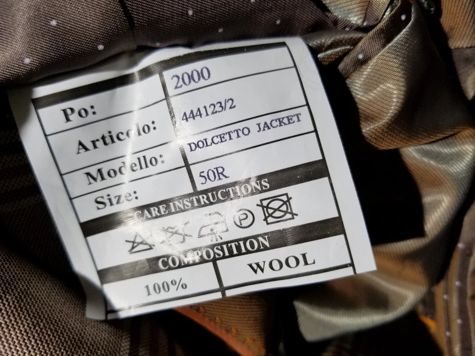 Chaqueta Blazer Abrigo Deportivo Tiglio 50R Marrón Naranja Cuadros Glen Texturizada Lana Foto 4 de 4