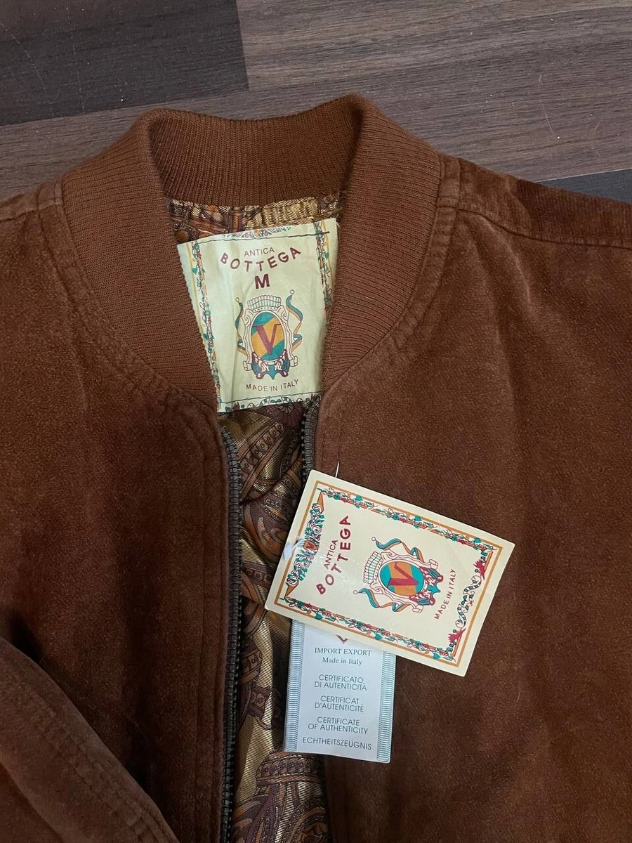 Vintage Antica Bottega faux seude leather brown bomber jacket | eBay