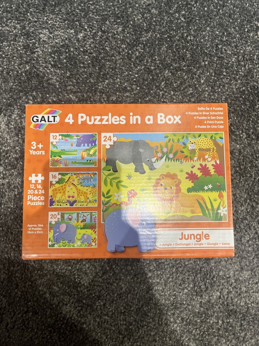 Galt Toys 4 Puzzles In Der Box – Dschungel-Motive, 12-24 Teile, Für Kinder Ab 3 Jahren