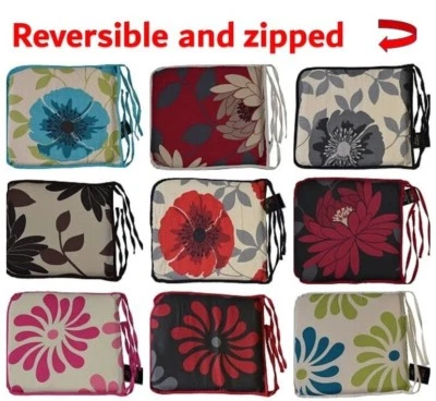 Chair SEAT PADS Floral Kitchen Dining Seat Cushions red teal black 42 x 37cm