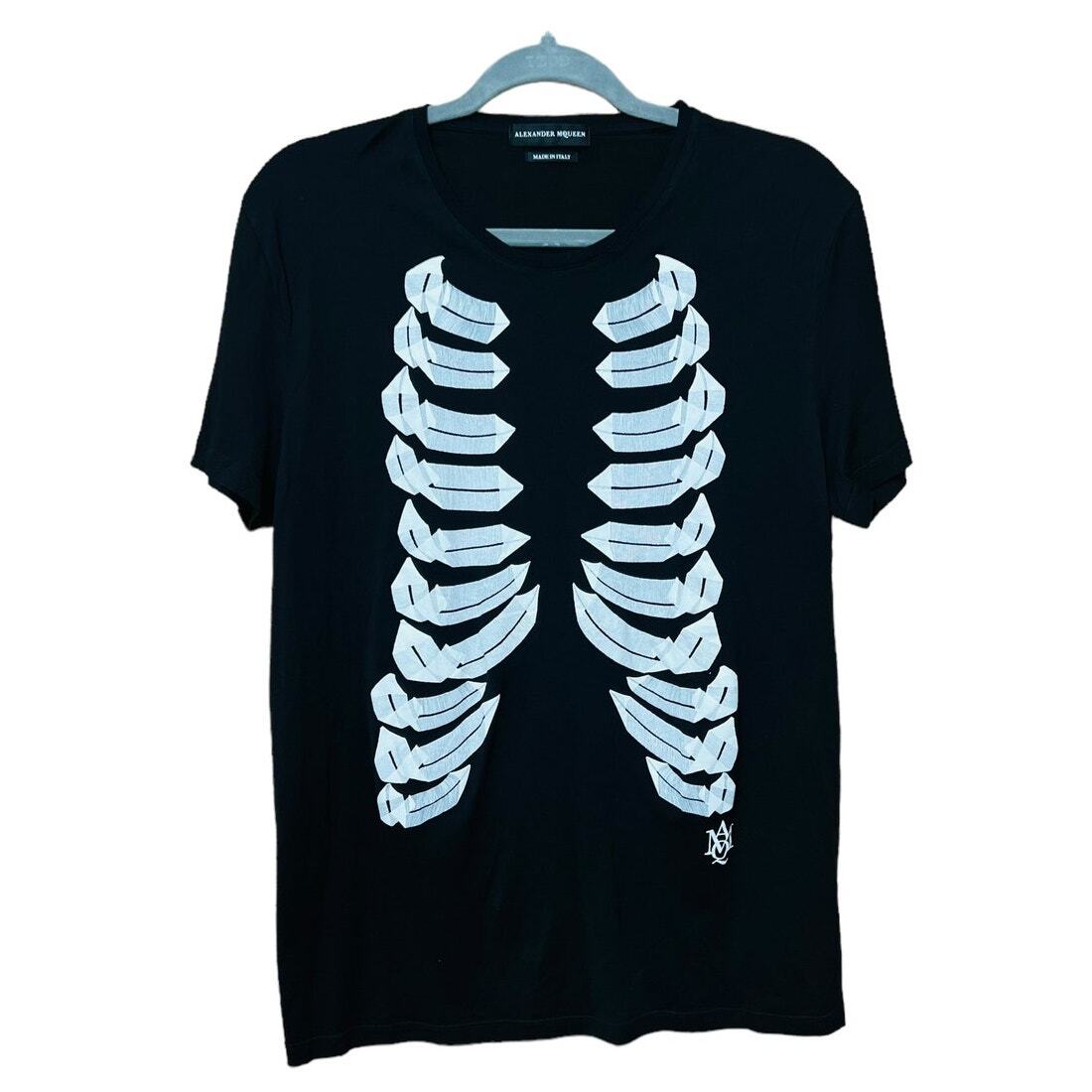 Alexander McQueen T-Shirt Ribcage Print Black Sz L Made in Italy 