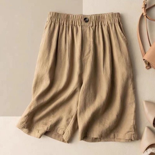 Women Casual Solid Shorts Elastic Wide Leg Loose Beach Holiday Summer Pants US - Picture 6 of 26