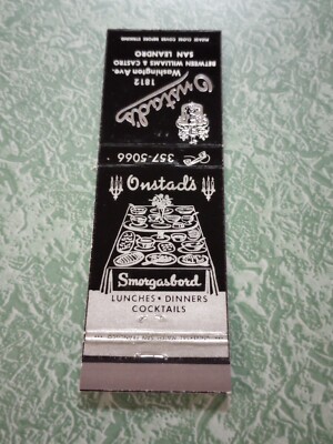 Vintage Matchbook Ephemera Collectible A32 San Leandro Onstad Smorgasbord
