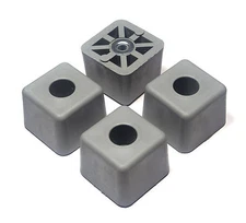 4 LARGE GRAY CUBE SQUARE RUBBER FEET  1.5 W X 1.125 H  FURNITURE TABLES -US MADE