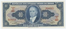 Brazil 10 Cruzeiros  ND 1963 P 167.b UNC Uncirculated Banknote