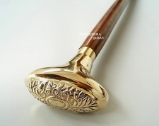 Victorian Style Solid Brass Designer Head Handle Vintage Wooden Walking Stick