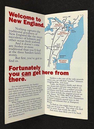 1980s Portsmouth New Hampshire Sanders Family Lobster Company Vintage Brochure - Picture 3 of 3