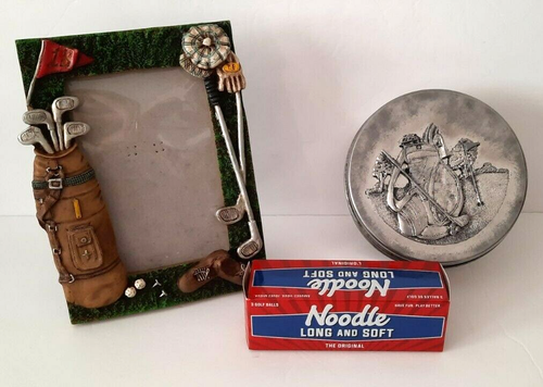 Golf Themed 3D Photo Picture Frame Metal Box Golf Balls Lot Of 3 Golfing Gifts