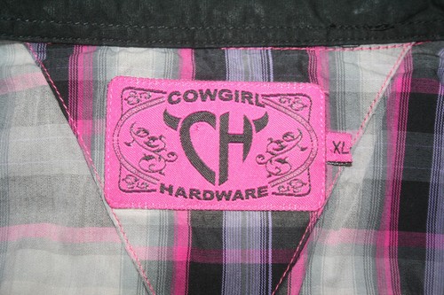 Cowgirl Hardware Western Shirt GIRLS XL Pink Black Pearl Snap Embroider Yoke - Picture 10 of 12