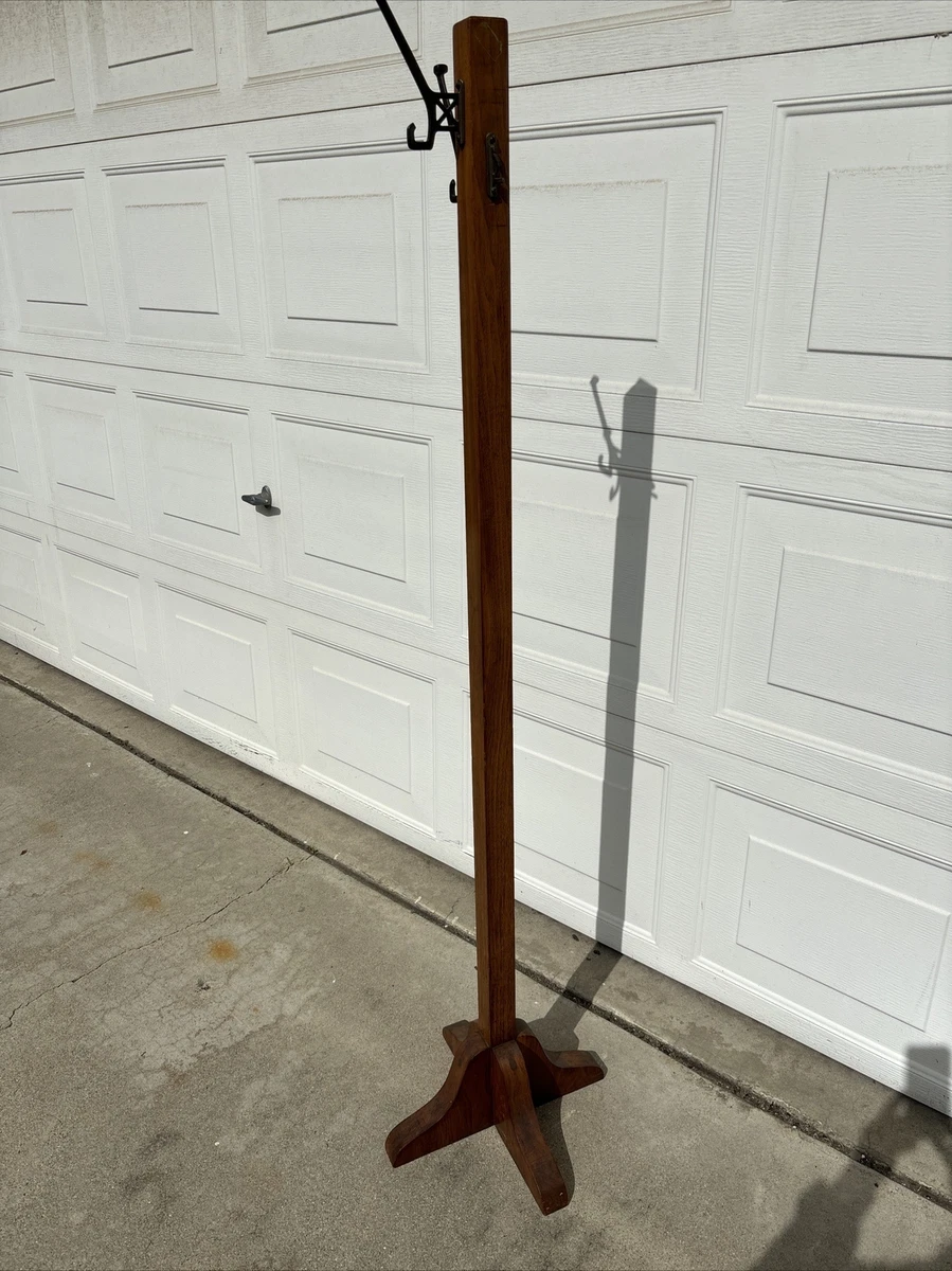 Mission Stickley Style Coat Rack or Tree Arts Crafts Wood metal vtg 57 x 16