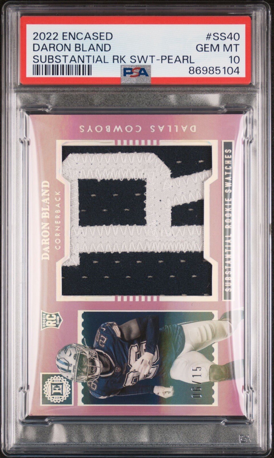 DaRon Bland Panini Encased Substantial Rookie Swatches #SS40 Pearl