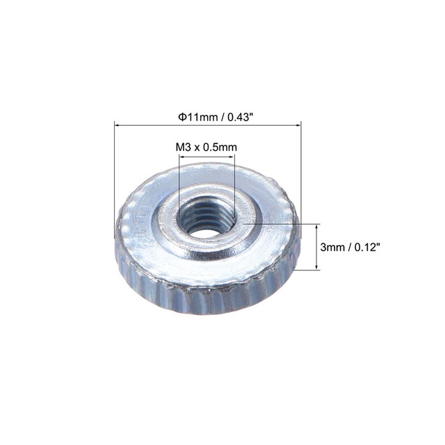 Knurled Thumb Nuts, M3M10 Female Threaded Thin Type Carbon Steel Zinc