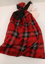 Victoria's Secret Plaid Satin Faux Fur Slippers Size Medium 7-8