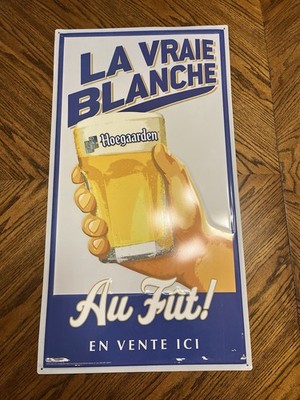 Tin Metal Beer Sign X-Large Hoegaarden ''La Vraie Blanche''  32''x 17.5''
