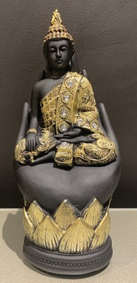 Thai Buddha im Lotus Hand meditierend Statue Kristalle Buddhismus Ornament Deko