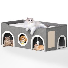Top Bed Three Rooms Cat Condos,All-in-1 Extra-Wide Cat House for Indoor  M
