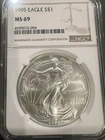 1995 $1 American Silver Eagle NGC MS 69 -