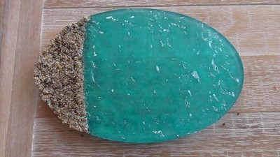 7'' x 5'' Blue Resin Beach Lake Lemax Dept 56 Villages Dioramas Fairy Garden #490