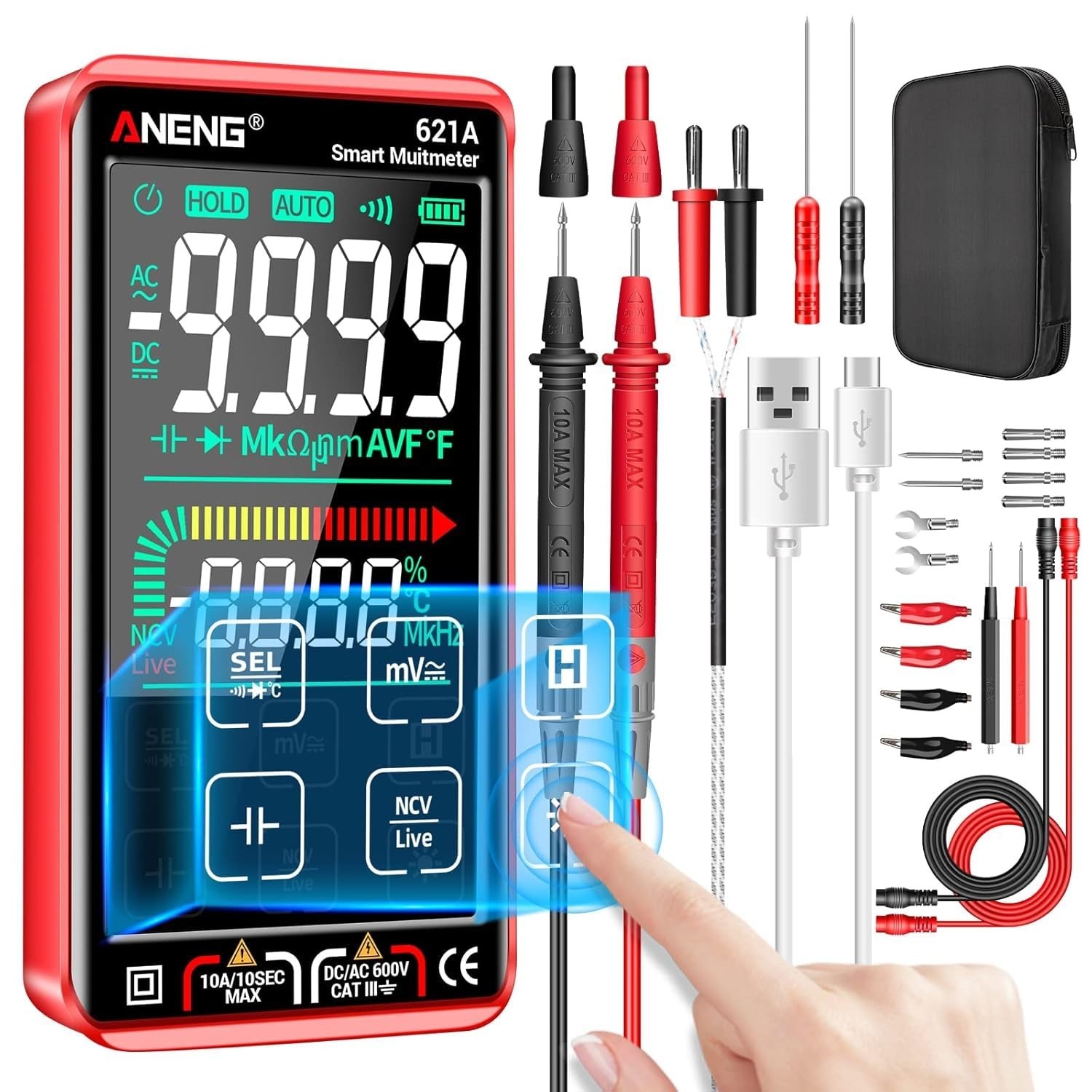 Digital Multimeter Tester Smart Touch TRMS Auto-Ranging 9999