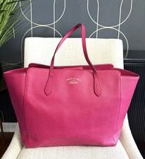 Gucci Large Leather Swing Tote Magenta