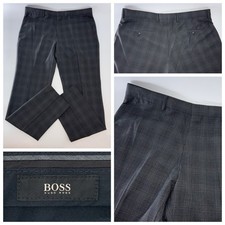 Hugo Boss Genesis3 Dress Pants Men 34x32 Gray Plaid Wool Flat Romania YGI W5-30