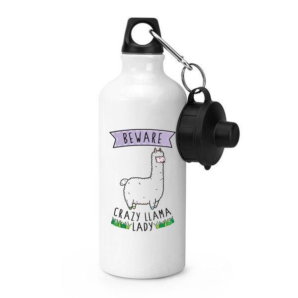 Beware VerrüCkt Lama Lady Sports GeträNkeflasche Zelten Flasche - Lustig Tier-image