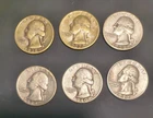 6 Washington SILVER Quarters! Early dates