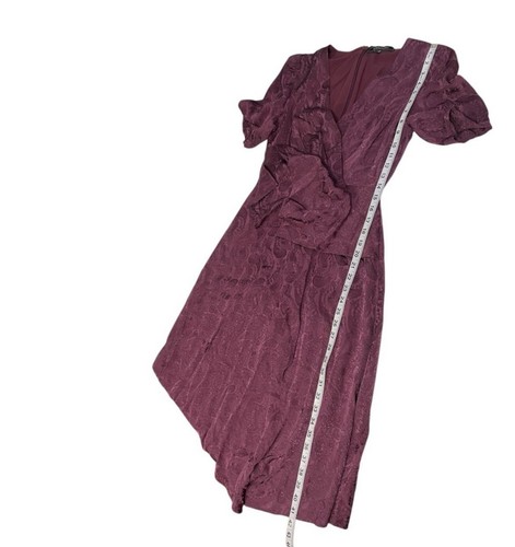 BCBGMAXAZRIA MAUVE Women's Paisley Jacquard Ruffled Peplum Dress Sz 4 whimsygoth - Picture 8 of 14