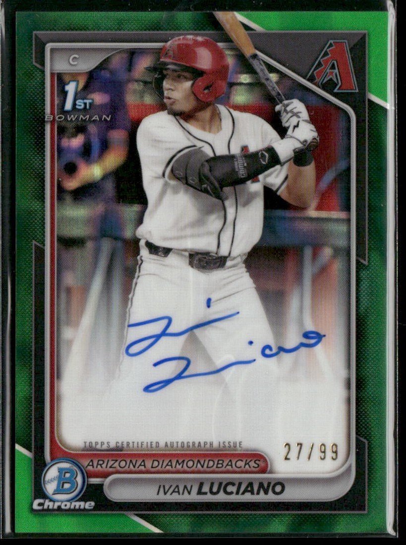2024 Bowman Chrome Prospect Auto Ivan Luciano Green Refractor /99 D-Backs 1st