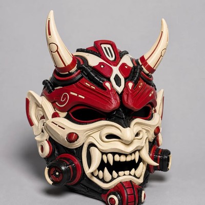 Tetsu Oni   tragbare Cyber-Oni-Cosplaymaske | 6-teilig, 3-farbiger PLA-3D-Druck