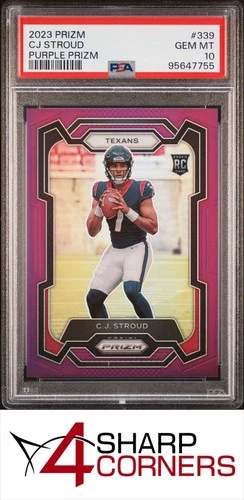 2023 PANINI PRIZM PURPLE #339 CJ STROUD RC TEXANS #/125 PSA 10