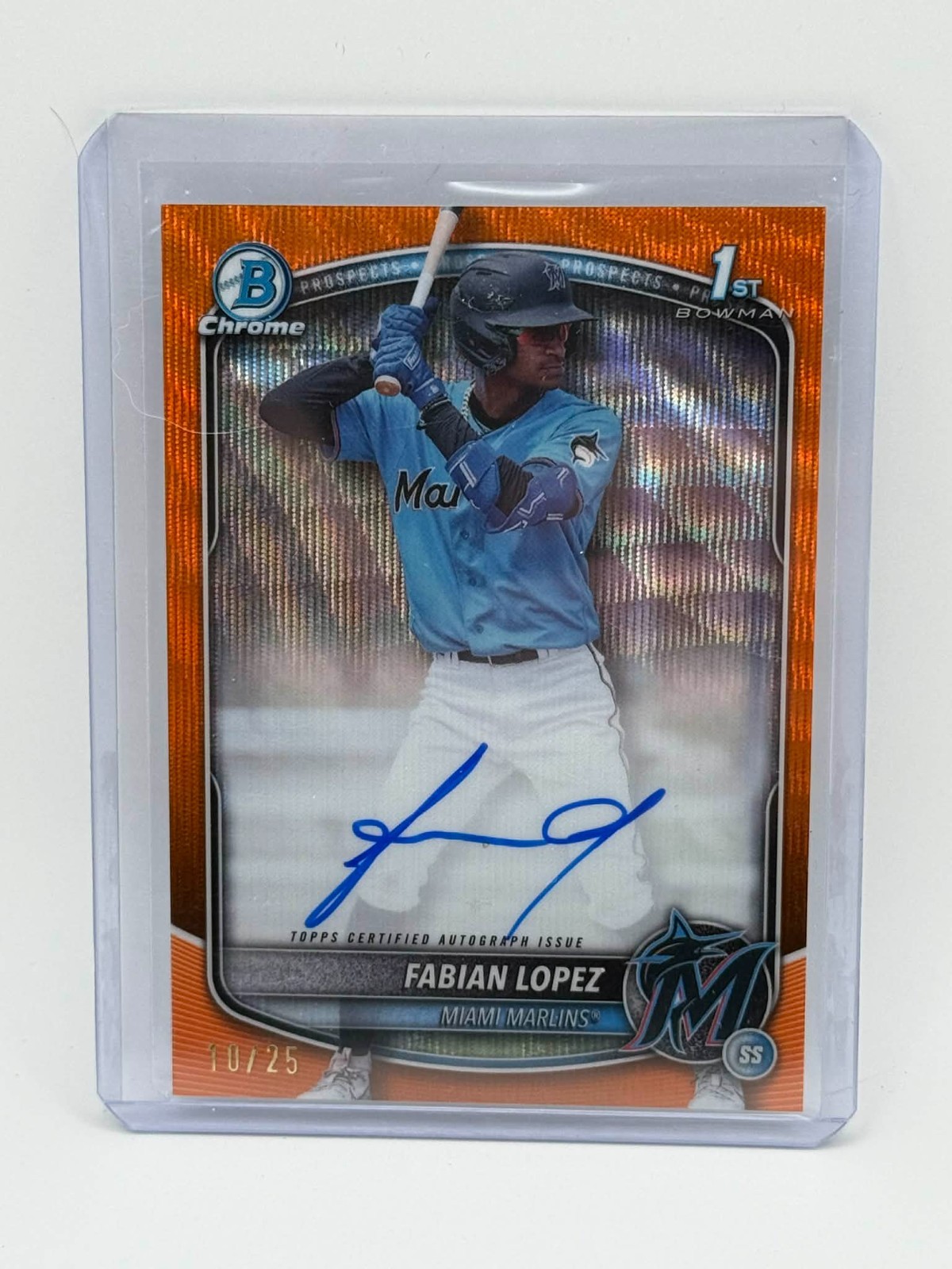 2025 Bowman Chrome - Fabian Lopez - Orange Shimmer 1st Auto /25