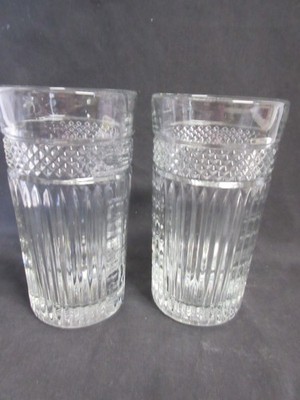 Set of 2 Vintage Libbey Radiant Clear Diamond Tea or Water Tumblers, 6'' T, MINT