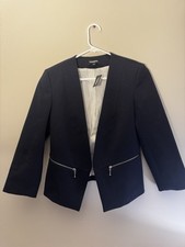 EXPRESS Zip Pocket Cutaway Blazer - Navy Blue New With Tag Collarless Blazer