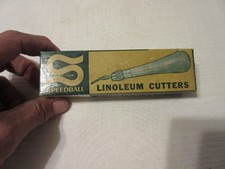 VINTAGE SPEEDBALL LINOLEUM CUTTERS No.1 TOOL 4 BLADEs HANDLE  BOX