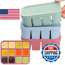 Mimorou 3 Pack Baby Food Freezer Tray with Lids 2.8 oz x 12 Cups Silicone Baby F