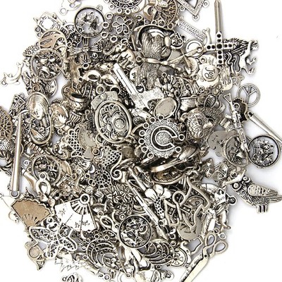 DIY Jewelry Craft Findings Wholesale 100g Antique Tibetan Silver Charms Pendants
