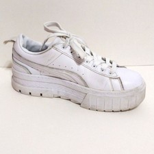 PUMA Mayze Classic Platform Sneakers White Leather Street Style Shoes Women's 7