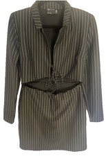 ASOS  DESIGN Pinstripe Long Sleeve Short Dress Open Front Tie Women Size 10  NEW