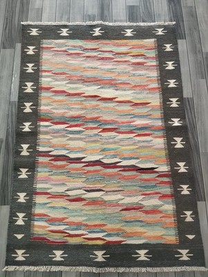 Kreide Handarbeit Afghan/Türkischer Kelim Teppich, Azteken Wolle Vorleger Größe 151x104 CM