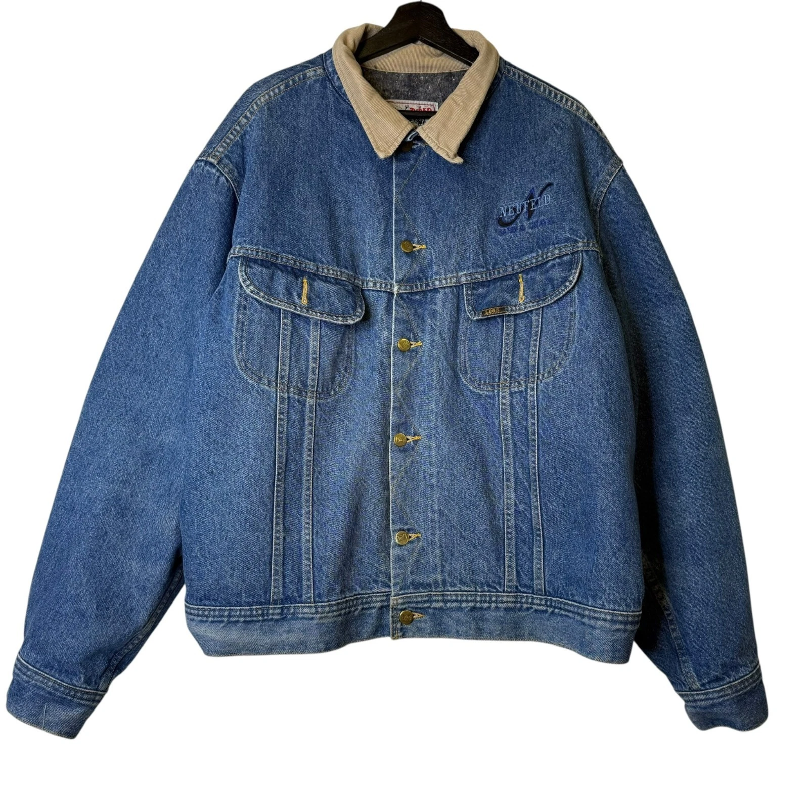 Vintage Lee Storm Rider Jean Denim Blanket Lined Jacket Size 52 USA 80s 90s