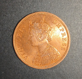 1880 India British 1/4 Anna Copper Coin