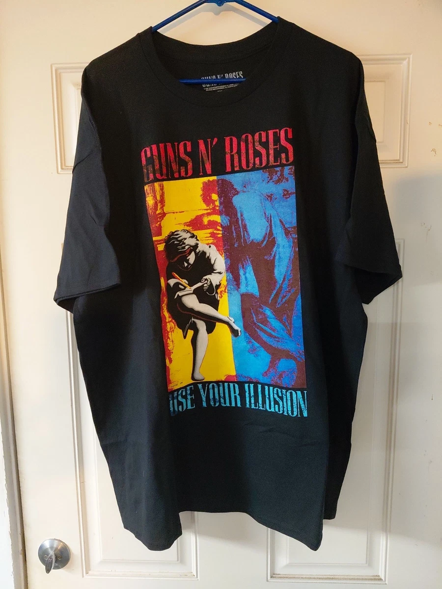 Camiseta Oficial Guns N' Roses Use Your Illusion World Tour Para Hombre - Talla Large, Manga Corta, Algodón
