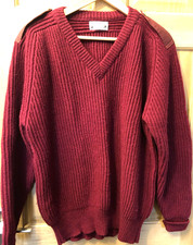 Brenire heavyweight V Neck wool pullover. RAMC buttons Large.