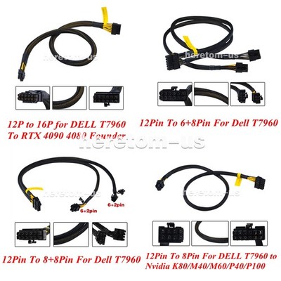 12Pin to 16P 12VHPW/6+8P/8+8P/8P GPU Power Cable For DELL T7960 /To RTX4090/K80